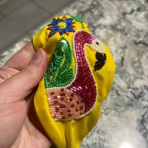 Beautiful yellow beaded flamingo headband
